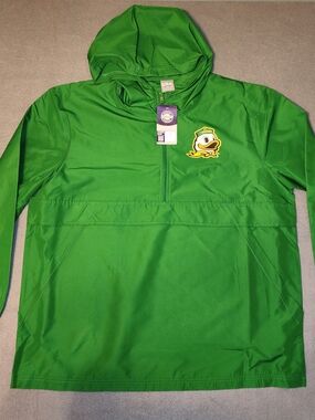 CSA Oregon Ducks Half Zip Pull Over Windbreaker Jacket, New, XL, Green, NCAA